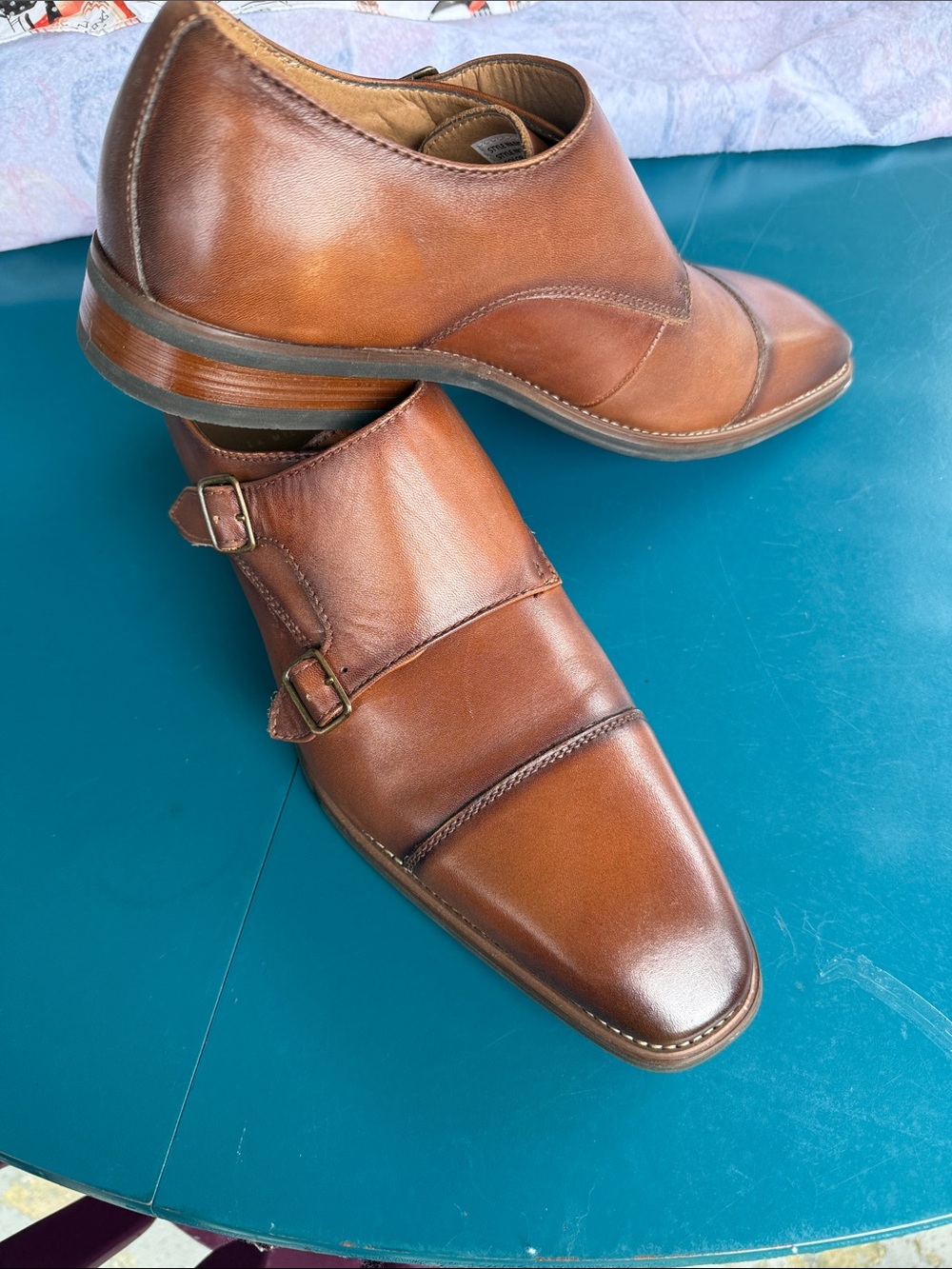 New La Milano Men’s Size 10 Argentinian Leather Shoes with Monk Straps